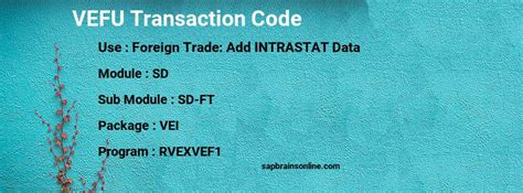 VEFU SAP tcode for – Foreign Trade: Add INTRASTAT Data